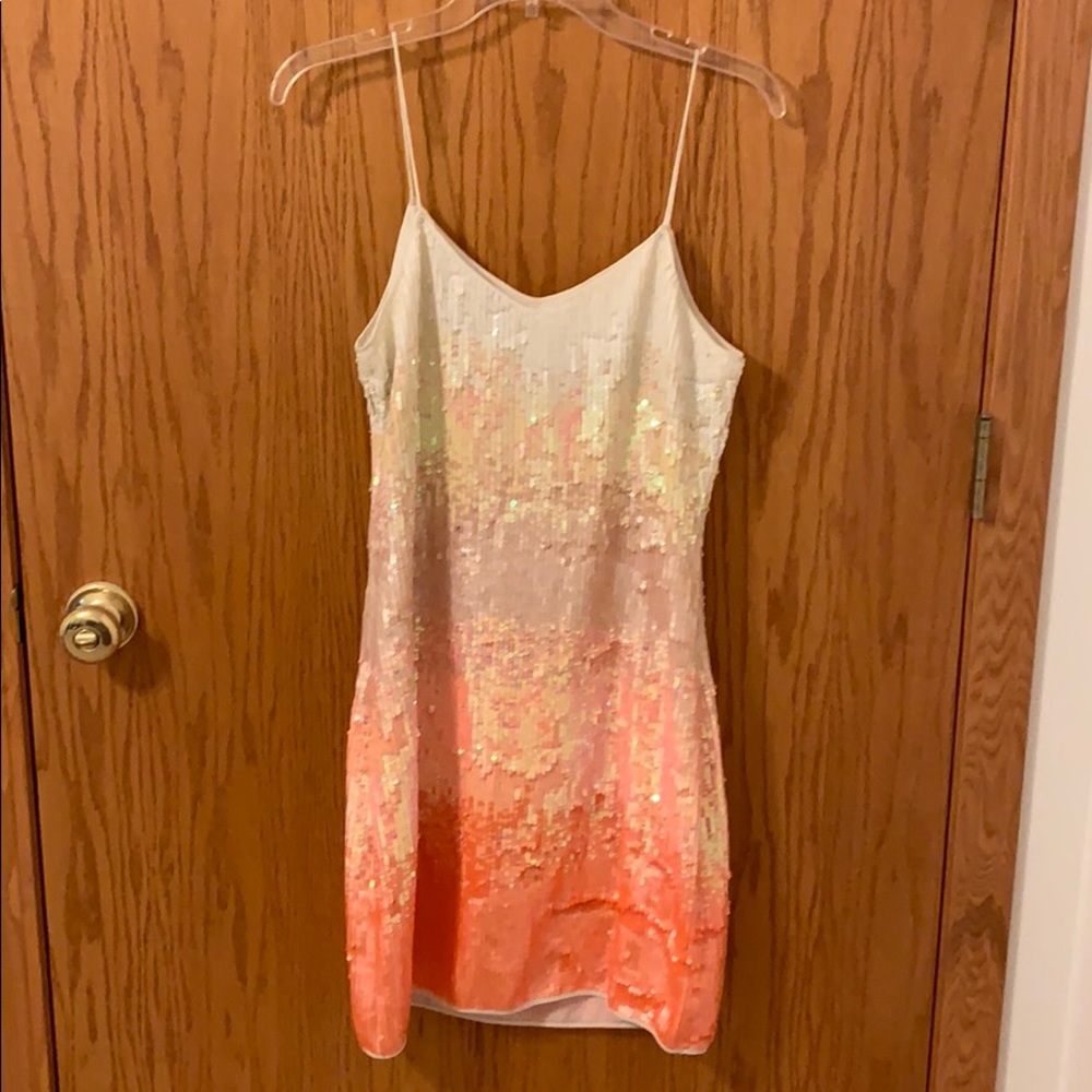 Sequin coral and white dress